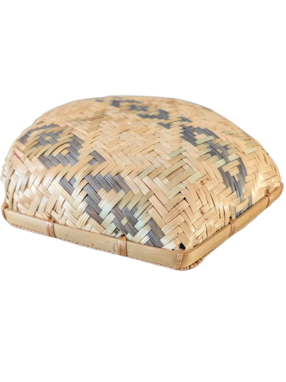 Vintage Southeast Asian Woven Hexagon Straw Basket Tray